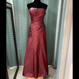 7/8 Mori Lee Burgundy Corset Lace up Back Prom Homecoming Bridesmaid Formal Gown